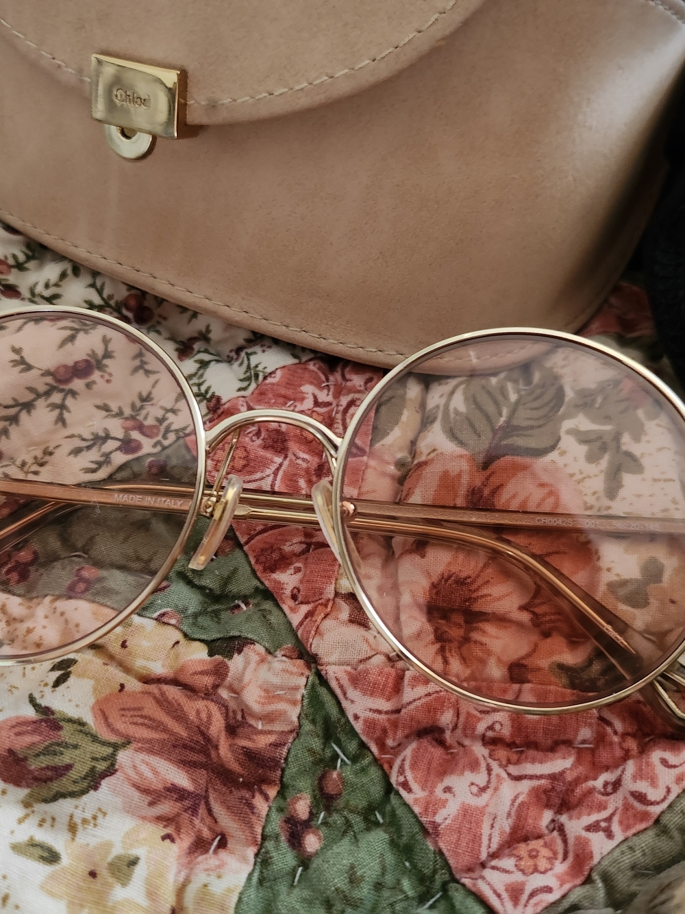 CHLOE Round Metal Frame Sunglasses in Gold